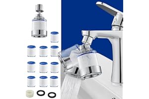 TOOSOAR Wasserfilter Trinkwasser,360°Wasserfilter Wasserhahn,Wasserhahn Filter mit 10 Stück PP-Baumwollfilter