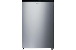 Candy CNOQ2S58EX, Frigorífico Mini con Congelador, Ancho x Alto 54,5 x 85cm, 129L, 2 Estantes, 3 Balconeras, 1 Cajón, Control Mecánico de la temperatura, Iluminación LED, Altura Ajustable, 37DB, Inox
