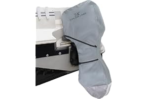 Explore Land Fade Resistant Full Outboard Motor Cover - Waterproof Upgraded Strong 600D Heavy Duty Boat Engine Covers Fit for Motor 100-150 HP, Grey
