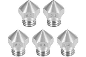 SOURCING MAP Sourcingmap - Set di 5 ugelli per stampante 3D, in acciaio inox MK10, 0,4 mm, testina di stampa per filamenti da 1,75 mm M7 3D