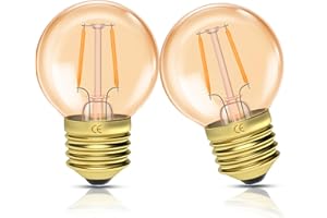 Klarlight Żarówka LED E27, 1,5 W, G40, ultra ciepła biel, 2200 K, vintage, szkło bursztynowe, do golfa, mini LED, E27, SES, 95 lm, 10 W, 15 W, odpowiednik, 2 sztuki, bez możliwości ściemniania
