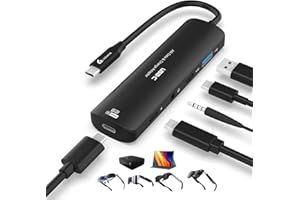 Guermok Adaptador 5 en 1 USB-C para Gafas AR, 100W PD, 8K@60Hz, USB/Tybe-C – Compatible con X Real Air/2 Pro/One, Ray Neo, Rokid, Switch, Phone 15/16 – Negro
