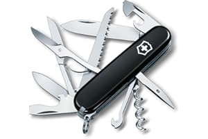 Victorinox Schweizer Taschenmesser Huntsman, Multitool, Swiss Army Knife mit 15 Funktionen, Klinge, Korkenzieher, Dosenöffner, Faltschachtel, Schwarz