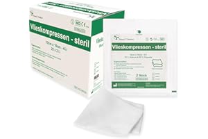 ‎HANSAGT MEDICAL HansaGT Medical Vlieskompressen 10x10cm 50 Stück, Wundkompressen STERIL 4 Lagen, Wundauflage nicht haftend, Kompressen Sterile Wundgaze Kompresse, Saugkompressen, Verbandsmaterial (STERIL 10x10cm)