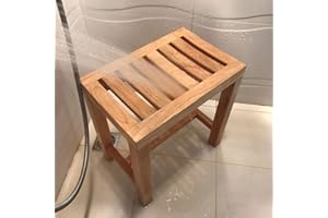 RTY-BY Wasserfest Duschbank Badhocker for Senioren Bad Stuhl Badezimmer Hocker Holz Dusche Bank Erwachsene Anti-Rutsch Duschsitz Badewanne Badehocker Spa ändern Schuhe Hocker, 42 × 28 × 43cm