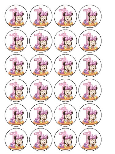 Zuckergussdekoration, Motiv Minnie Mouse, zum 1. Geburtstag, 30er-Pack