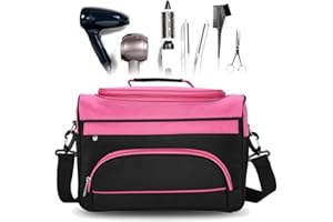 HUAIRDUM Bolso de peluquería, profesional portátil de gran capacidad, belleza, peluquería, corte de pelo, peluquería, estuche de viaje, estuche de viaje, mujeres, rosa