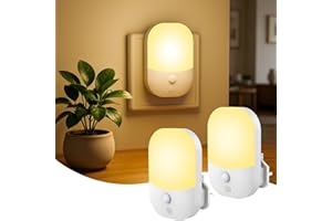 2 Pack Night Light Plug in Wall, Dimmable LED Night Light with Dusk to Dawn Sensor, 3000K Warm White, 5 Brightness Levels, 0.