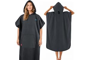 Hexify badponcho dam och herr, poncho handduk, mikrofiber surfponcho, omvandlingsbar strandponcho/strandmatta, tillverkad av mikrofiber även som omklädningshjälp strand