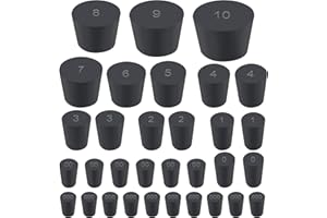 Swpeet 32Pcs Konischer Schwarzer Vollgummistopper - Labordichtungs-Gummistopfen in 13 Verschiedenen Größen, Tapered Lab Bungs