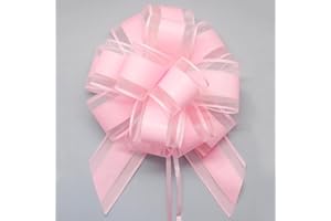 FQTANJU 5 PCS 6 inches Large Pull Bows, Bow for Gift Wrapping, Ribbon Bows for Wedding Christmas Birthday Party Gift Baskets or Valentine's Day Flower Gift Boxes Decoration (Pink)