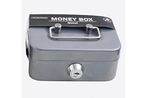 XNSHUN Kleine Geldkassette Kleiner Safe, Kasse Mit 2 Schlüsseln Geldkassette Abschließbar, Tresor, Trinkgeldkasse, Geldkasse Für Münzen & Scheine, 11.5 X 8.5 X 5.8 cm (Grau)