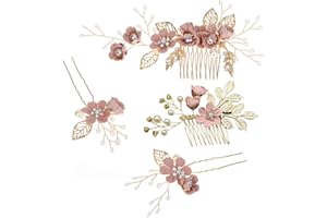 STOBOK 4pcs Pernos del Pelo de la del Rhinestone del Peine del Pelo de la Boda para el Casco Nupcial de la Boda de Las Mujeres para Las Damas de Honor (Rosa)