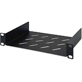DIGITUS Shelf - 10 Inch, 1U - 150mm Deep - Black | Front Fixing &ndash; Load Capacity: 25 kg &ndash; Perforated Sheet Steel &ndash; For 10 Inch