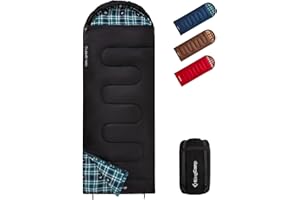 KingCamp Sacco a Pelo Invernale - Extra Grande in Flanella Cotone Gemellabile Compatto Caldo Sacco a Pelo 4 Stagioni Portatile Leggero Sacchi Pelo Campeggio Adulti XL