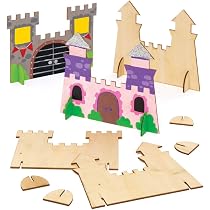 Lot De 6 Châteaux à Poser En Bois Baker Ross - DIY Décoratif Pour Enfants