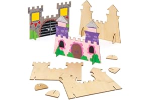 Baker Ross Aw470 Kit de Castillos de Madera (Pack de 6) - Actividad de Manualidades Infantiles para Decorar y Montar