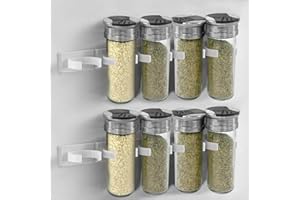 DTYGUIXE Organizador de Botes de Especias, 4 Especieros Adhesivos de Pared para 20 Botes Organizador de Especieros Colgante de Plástcio Especieros para Condimentos para Armario de Cocina