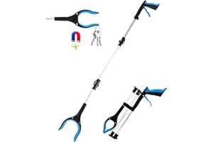 FAOKZE 110cm Składany chwytak, szczypce chwytające dla seniorów, szczypce do śmieci, aluminiowe szczypce chwytakowe, składane chwytaki z magnetycznymi końcówkami, chwytak do zbierania śmieci