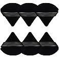 Gleva 6 Pcs Powder Puff Soft Face Makeup Sponge, Loose powder Foundation Blending Sponges Set, Beauty Blender, Contouring, Wedge Triangle Shape Wet & Dry Tool Washable Reusable (Black)