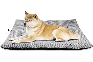 Onarway Dog Bed Mat Large: Washable Fluffy Dog Bed Cushion for Cats Puppies - L 91x58cm Sherpa Dog Crate Mattress for Medium Large Pets Grey