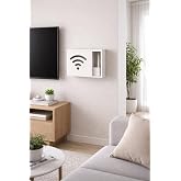 Teknor Ahşap Modem Saklama Kutusu Dekoratif WiFi Desenli Saklama Kutusu Demonte 35 X 40 cm S&uuml;rg&uuml;l&uuml;