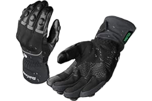 ‎RUNSNAIL 2KP CE Winter Motorradhandschuhe für Männer und Frauen - Winddichte, Wasserdichte, Warme Lange Stulpen Mit Hartem Knöchelschutz - Touchscreen Biker Handschuhe für BMX ATV MTB