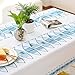 Produktbild BATTAR Natürliche Tischdecke Luxus Klassische Tischabdeckung Dekoration für Rechteck Platz Tisch Abendessen Urlaub Party Maschine Waschbar Weihnachten Neujahr Thanksgiving Decor,Pastorale wasserdichte Tischdecke-blau Lachs,140*200cm