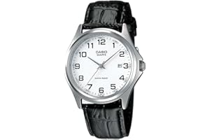 Casio - MTP-1183E-7B - Męski zegarek - Analogowy kwarc - Czarny skórzany pasek