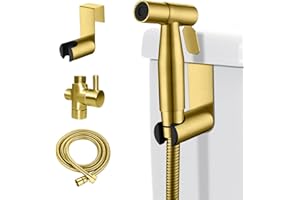 LOSCHEN Kit spruzzatore per bidet per WC, spruzzatore manuale Shattaf, accessorio per WC in acciaio inox, per vasca da bagno per animali domestici, igiene personale/bagno, facile da installare (oro)