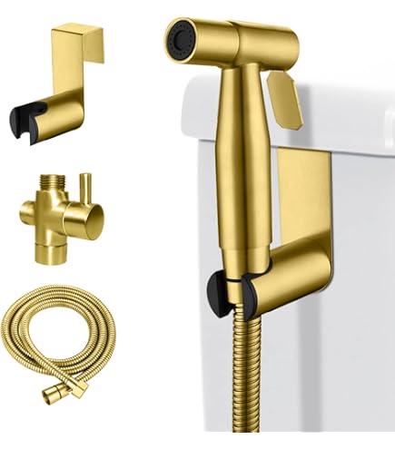 Handbediende bidetsproeier SUS304 roestvrij staal met doucheslang, G1/2 inch draagbare bidetsproeier kit, gepolijste kraanadapter voor kranen, bidet douchekop voor toiletreiniging huisdier baddoek