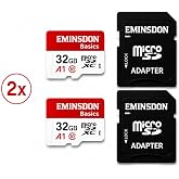 EMiNSDON 32GB 2'li Paket Hafıza Kartı Mini Kamera Ev Ara&ccedil; G&uuml;velik Kamerası Uyumlu Telefon Micro SD Class10