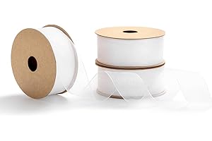 MORSUNBELA Nastro regalo, nastro di organza bianco, nastro di seta nuziale, nastro decorativo largo, 25 mm x 9 m, 3 rotoli