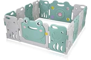 Baby Vivo kojec dla niemowląt, kratka zabezpieczająca do raczkowania, kratka ochronna dla dzieci, z tworzywa sztucznego, z drzwiami i zabawkami - Fridolin