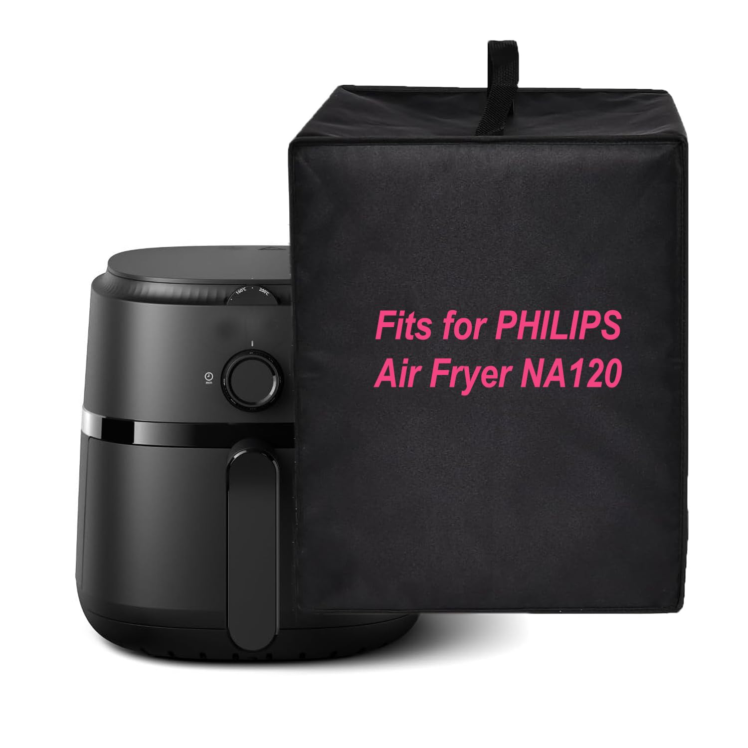 Dorca Air Fryer Dust Cover for PHILIPS Air Fryer NA120 Nylon Dust Cover - Heavy Duty Heat-Resistant, Waterproof Nylon Fabric Dust Protective Air Fryer Cover Case - Black