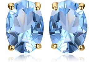 JewelryPalace Owalny krój Kolczyki sztyfty z prawdziwych kamieni szlachetnych Srebro 925 Kolczyki damskie Srebro Birthstone Girls Różowe złoto Złoto