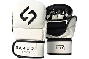 SAKURI MMA Sparring Gloves, Maya Hide Leather, Grappling Martial Arts Training Mitts, Cage Fighting Combat, Muay Thai, Kickboxing, Boxing