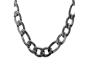 U7 Collana Uomo Donna Catenina Figaro, 3/5/9/12 mm Larghezza Chain Collana Uomo Acciaio Inossidabile,46-76 cm Lunga Collana Catena a Maglia Corda, Argento/Nero/Oro Collanina Maschio Ragazzo Hip Hop