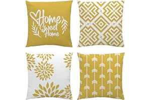 NIULAA Mustard Yellow Cushion Covers 40cm x 40cm Set of 4 Velvet Cushion Cover 16 x 16 Modern Square Geometric Cushions Quotes Home Decor Pillow Cases for Sofa Bed Garden
