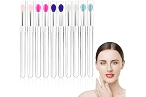 BQRKOTM 10 Stück Lippenpinsel Silikon, Wiederverwendbarer Lippenmasken Pinsel Mit Deckel, Lippenstift Pinsel, lip brush, Professioneller Werkzeug-Applikator (5 Farbe)