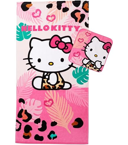 Hello Kitty Strandtuch 70x140 Cm - Baumwoll-Frottee Handtuch Für Mädchen