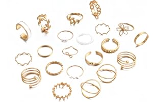 ZOPJUMA 21 pcs Bague Femme Acier Inoxydable Bague,Empilables Bague Phalange Ensemble,pour Les Femmes Knuckle Midi Rings