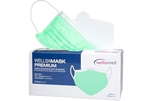 ‎WELLSAMED Wellsamed wellsamask Mundschutz OP-Masken Einweg 50 Stück Grün Gummibänder 3-lagig