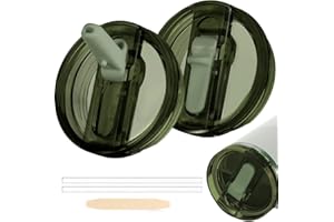 HEYIDAMAI Stanley cup Deckel, 2 Stück Ersatzdeckel für 40oz Becher mit 2 Trinkhalmen, Wiederverwendbarer Auslaufsichere und Staubdichte Stanley cup Deckel Ersatz