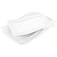 MALACASA Serving Platter Set, 2 Piece 11"and 13" Rectangular Dinnr Plates Dessert Plates Serving Dishes, Porcelain Tray for Food Serving, Serving Platters for Parties, Series Flora, Ivory White