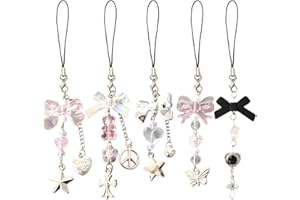 HYRKOTW Juego de 5 colgantes para teléfono móvil, bonitos colgantes para teléfono móvil, adecuados para la mayoría de fundas de teléfonos móviles, llaveros, decoraciones para cámaras