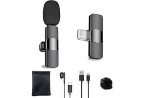 HZBWCO Lavalier Mikrofon Kabellos kompatibel mit iPhone/iPad, Plug-Play Wireless Ansteckmikrofon mit Rauschunterdrückung für Vlogging, Video, Podcast, Interview, YouTube-Aufnahme(1 Mics)