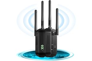 DOBWGXZ WiFi Extender Booster, Internet Booster with Ethernet Port, 4 High-Gain Antennas WiFi Booster Range Extender, Wireless Signal Booster, Works with Any WiFi Router