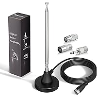 Bingfu DAB+ UKW Radioantenne Digitale Teleskopantenne für den Innenbereich mit Magnetfuß 3 m Verlängerungskabel für 75 Ohm DA