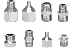 Magicrose 8 Pieces Airbrush Flexible Adapter Fitting Connector Set Airbrush Threaded Plug for Connecting for Compressor and Airbrush Hose Air Hose Supplies